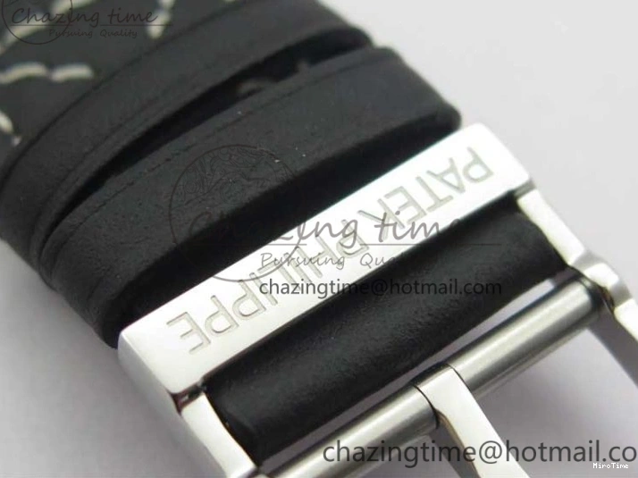 MIROTIME 0122 Practical Calatrava 5524 Pilot Travel Time SS GRF Blue Dial on Black Leather Strap A324 V 7107